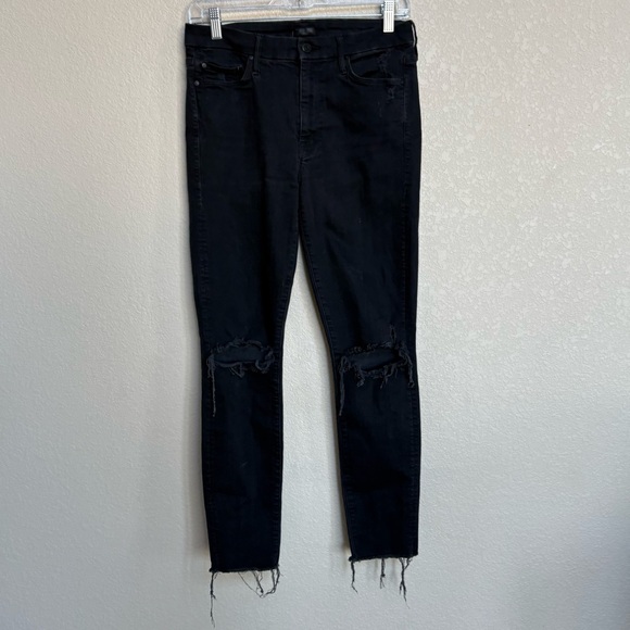 Mother Looker Ankle Fray “Guilty As Sin” Women’s Jeans 28 Distressed Raw Hem - Picture 4 of 13